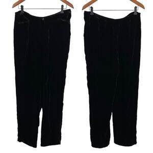 J. Jill Black Velvet Luxe Straight Wide Leg High Waisted Pants Womens Size 14